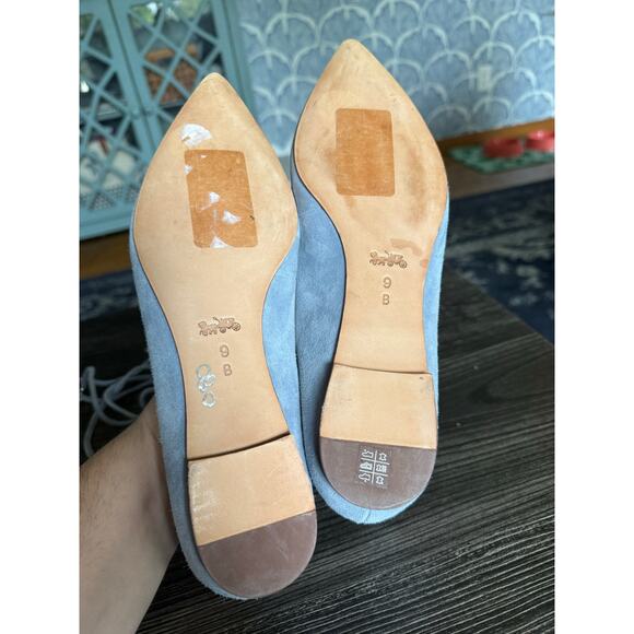 Coach Justine Ice Blue Suede Flat Lace Up Ankle Flats Sz. 9 - Picture 6 of 8